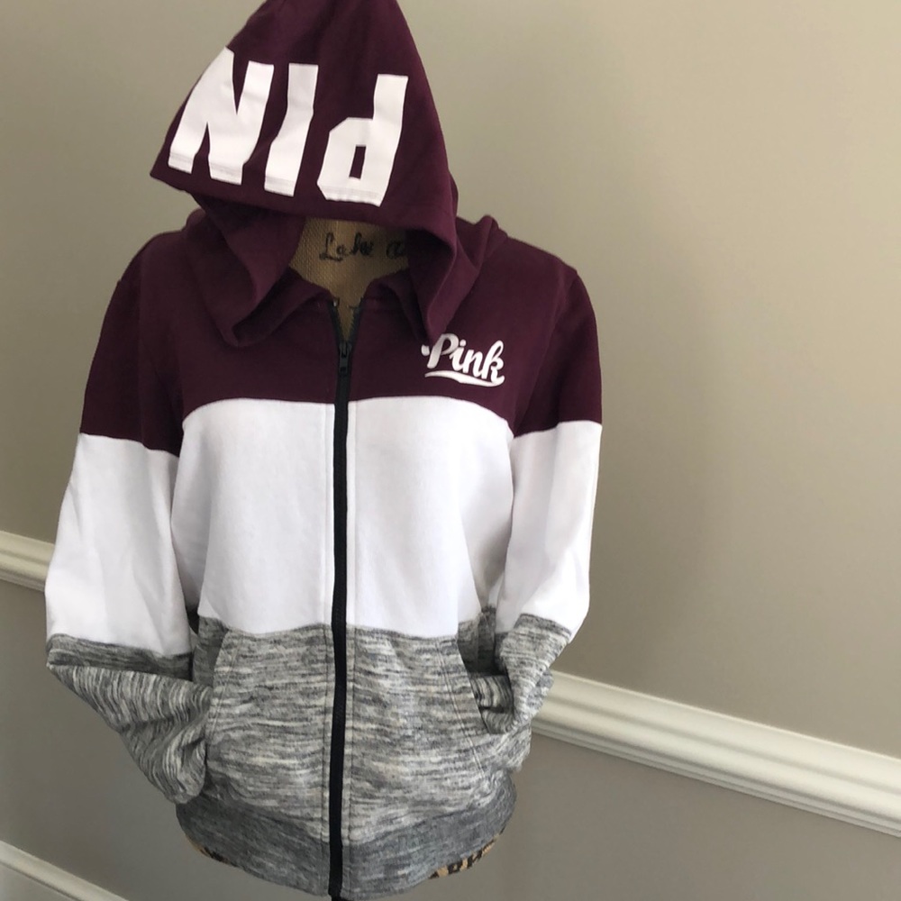 Pink Victoria’s Secret large front zip hoodie